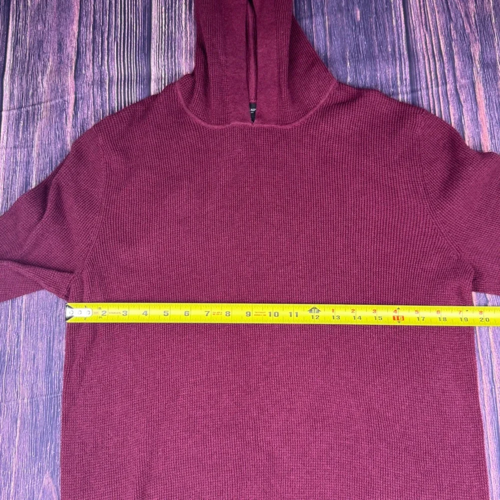 Banana Republic Hooded Sweater XL Burgundy Cotton Waffle Knit Classic Pullover